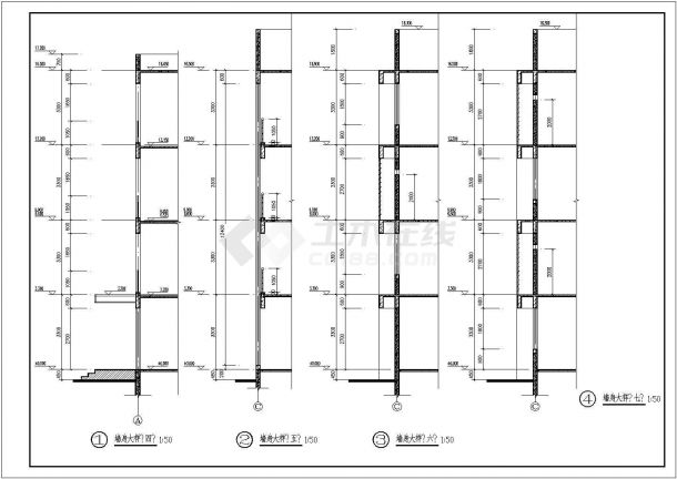 4层框架结构综合楼建筑施工设计平面图-图一