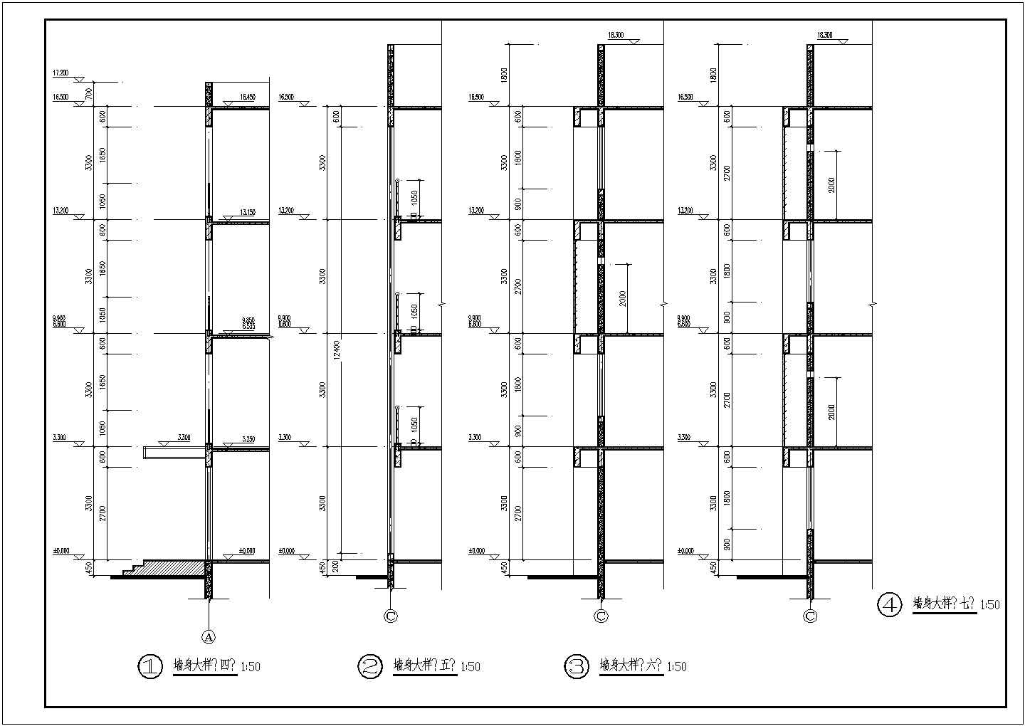 4层框架结构综合楼建筑施工设计平面图