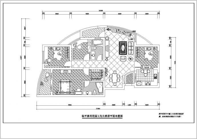 160平豪宅室内装修cad平面设计施工图_图1