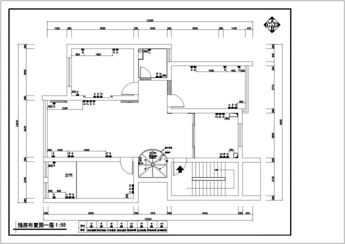 别墅家居装修设计cad平面图线路布置施工图_图1