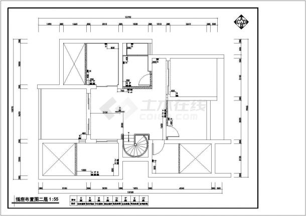 别墅家居装修设计cad平面图线路布置施工图-图二