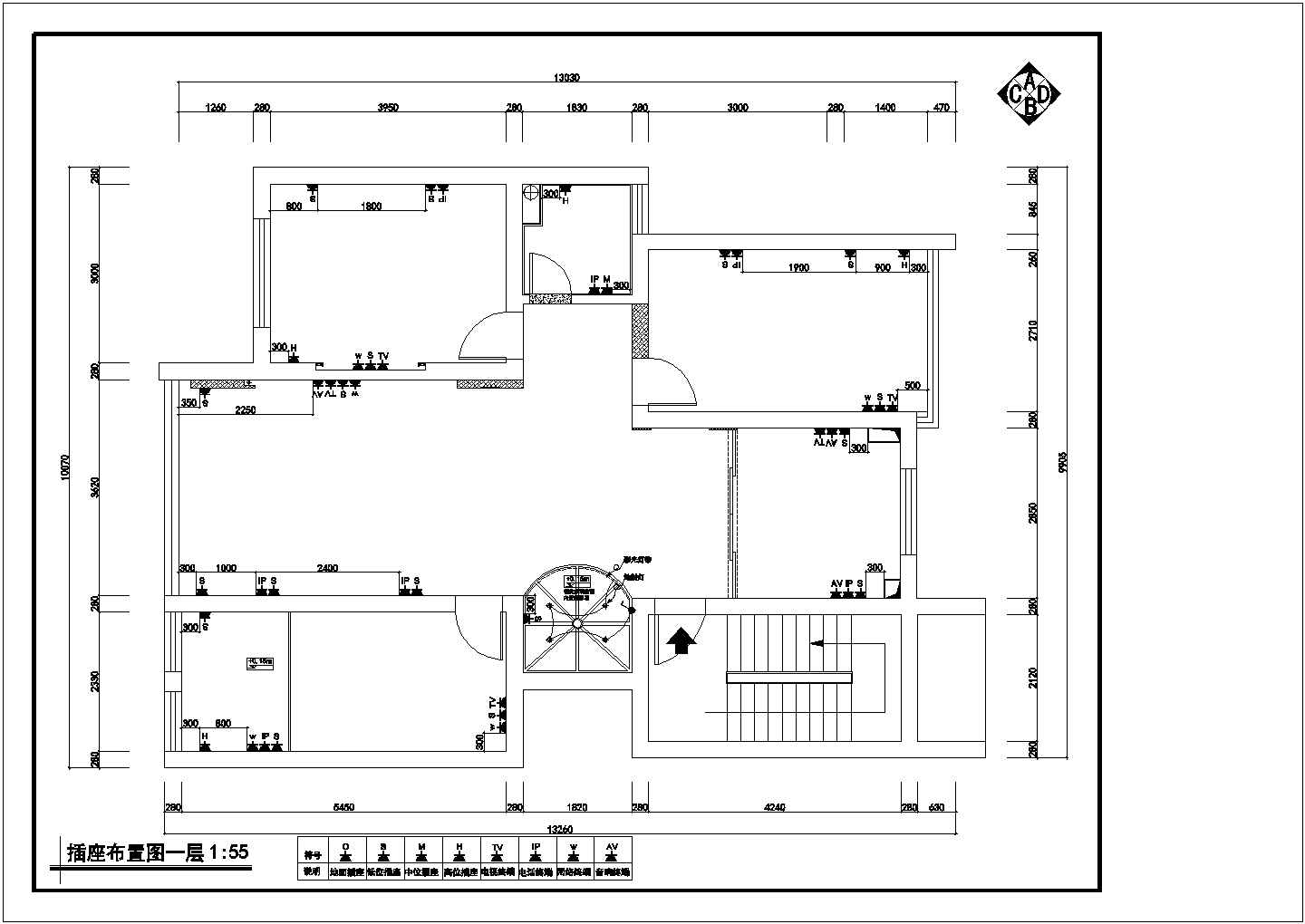 别墅家居装修设计cad平面图线路布置施工图