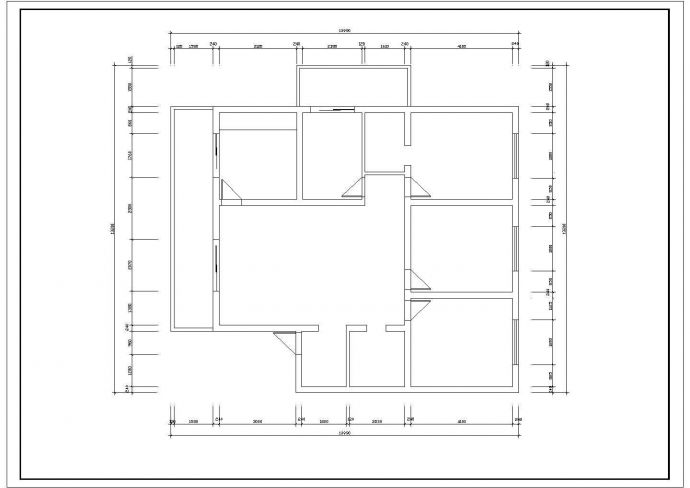 经典三室家装cad设计平面施工图纸线路图_图1