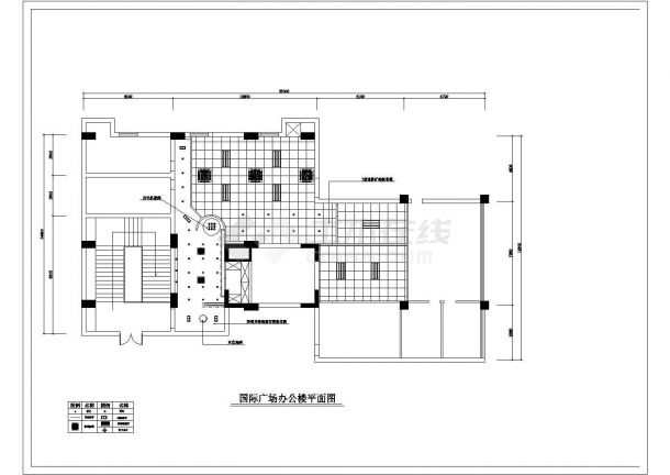 国际广场办公楼室内装修cad平面施工图-图二