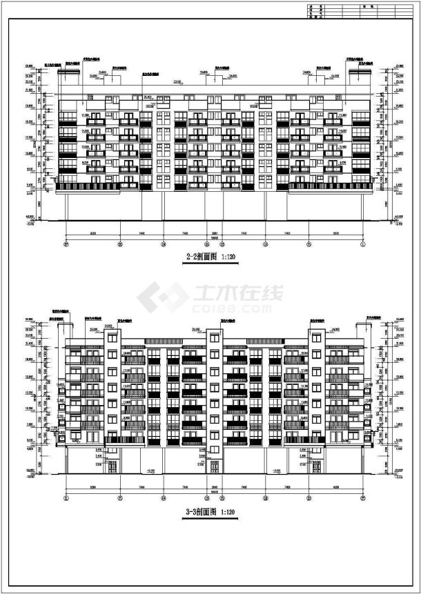 四川省某城市五层商住楼CAD设计图-图二