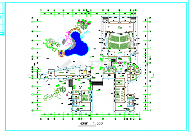 某地高校艺术中心建筑CAD设计施工图-图二