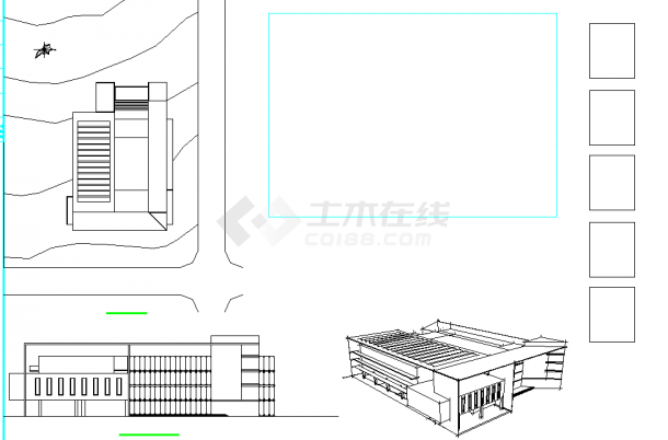 某地高校图书馆建筑CAD设计方案图-图二