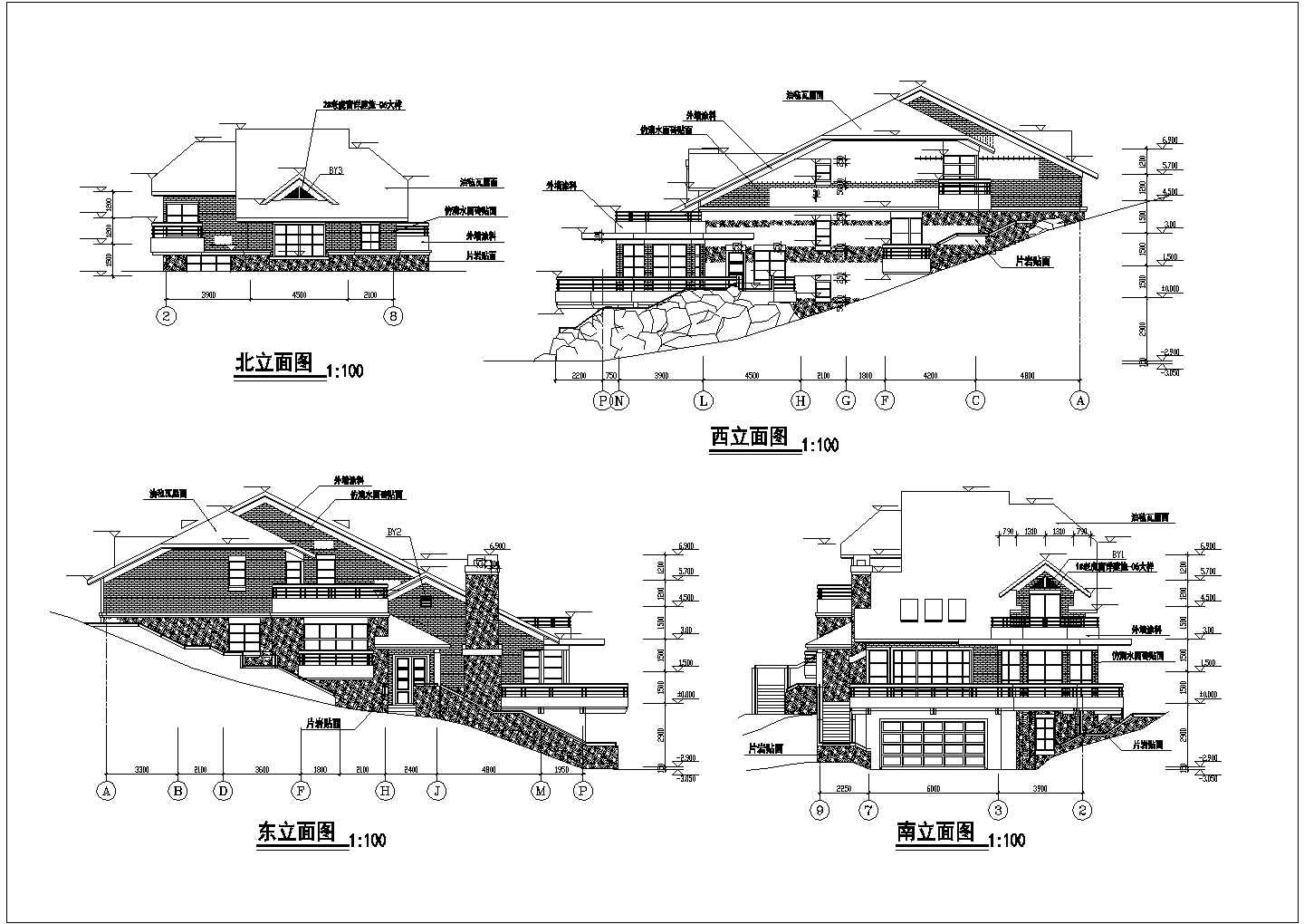 三层414平方米别墅住宅建筑设计图
