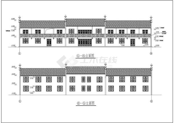 某二层居士房屋古建筑详细设计图纸-图一