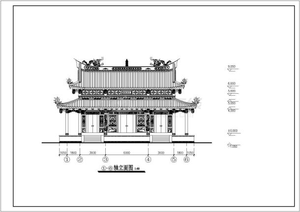 某寺庙建筑设计方案平立面CAD图-图一