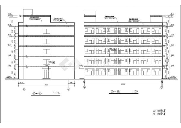 某五层框架结构宿舍楼建筑设计方案图-图一