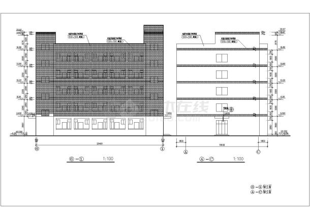 某五层框架结构宿舍楼建筑设计方案图-图二