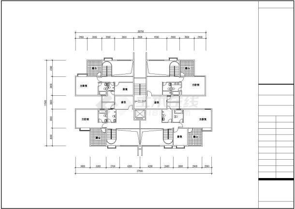 现代室内布局详细建筑设计平面图纸-图二