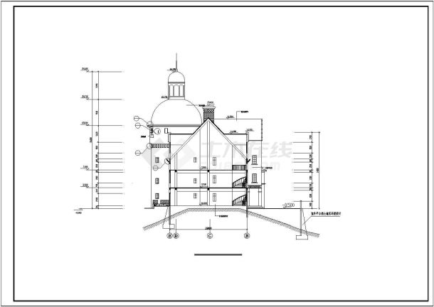 某欧式风格古城堡建筑全套施工图纸-图一