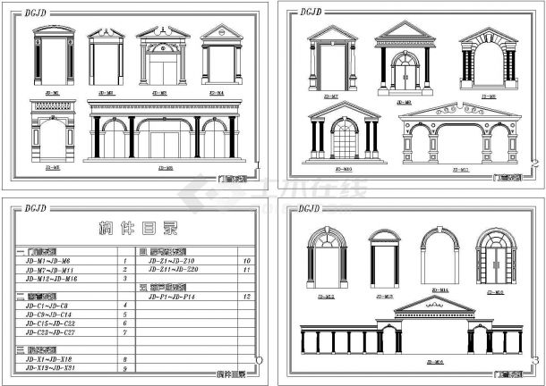 某欧式经典建筑构件设计CAD图纸-图二