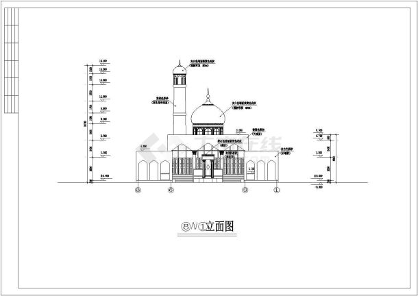 清真寺建筑全套详细设计CAD图纸-图一
