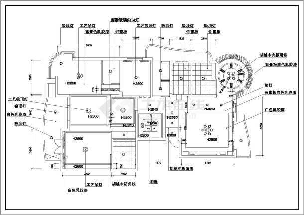 精品详细大户型室内家装设计cad施工图-图二