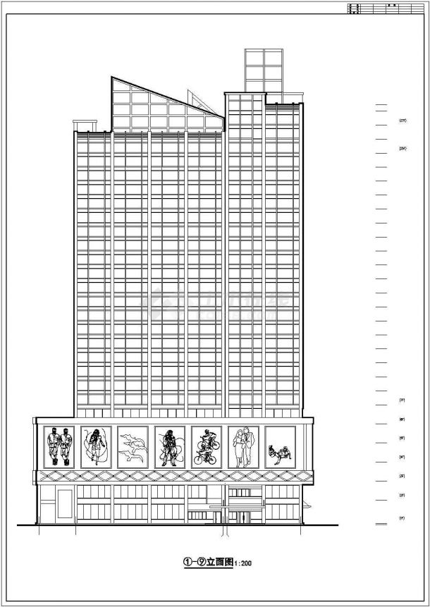 高层综合楼商业设计建筑CAD图纸-图一