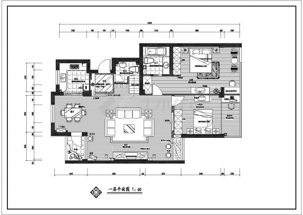 两层复式家装cad室内设计方案图纸-图二