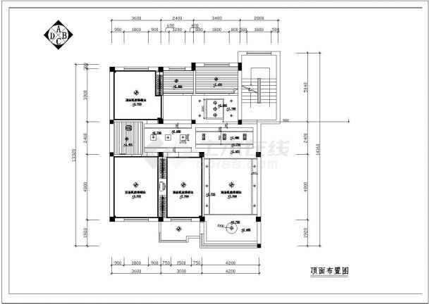 某地区复式室内装修施工CAD设计图纸-图二