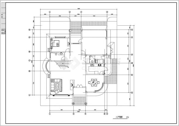 某地区经典别墅建筑CAD施工图纸-图一