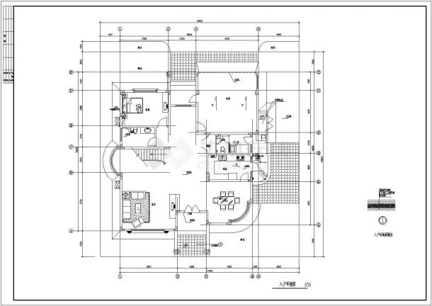 某地区经典别墅建筑CAD施工图纸-图二