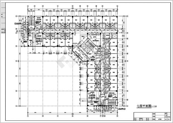 某九层l形酒店建筑cad施工图纸