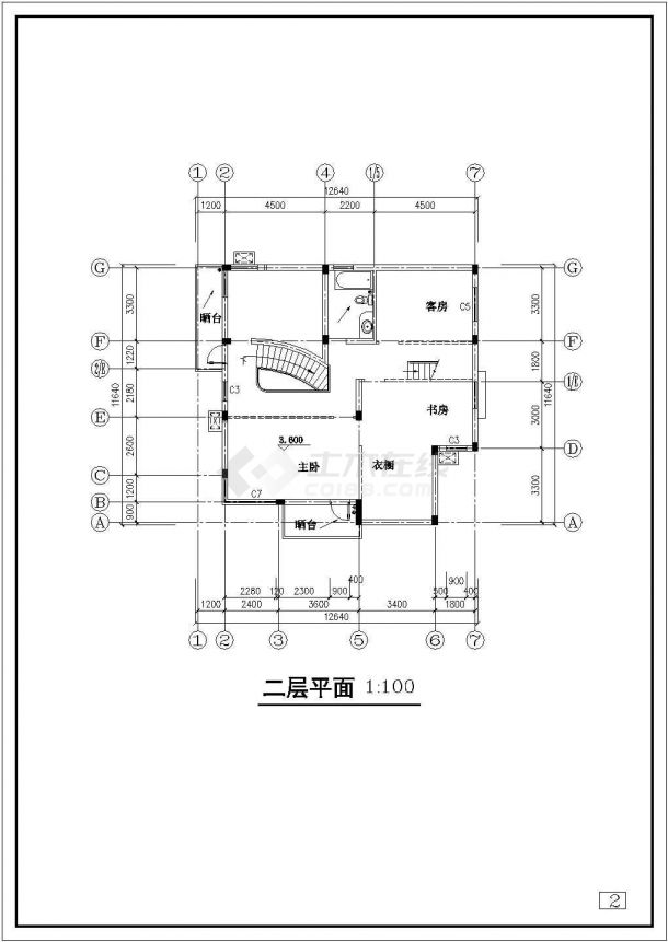  某地区别墅建筑方案CAD建筑设计图纸-图二