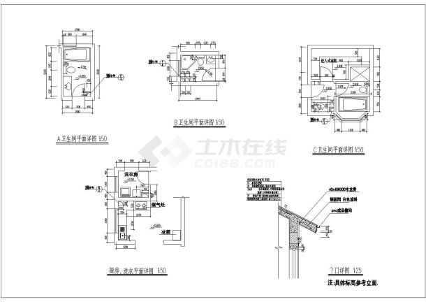 某地区郊区别墅建筑施工CAD建筑设计图纸-图二