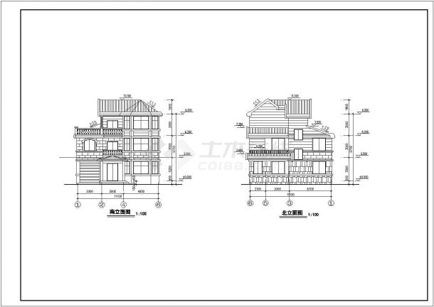 某地区别墅建筑施工CAD建筑设计图纸-图二