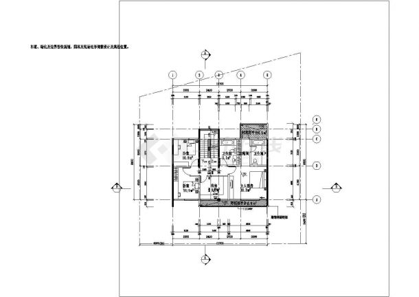 某地区现代别墅施工CAD建筑设计图纸-图二