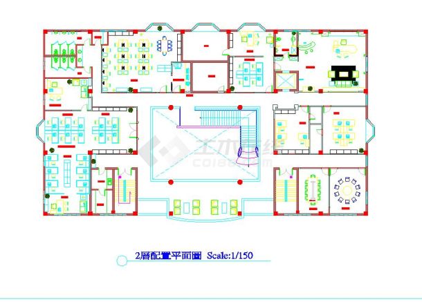 某地二层某商务楼建筑cad施工图纸-图二