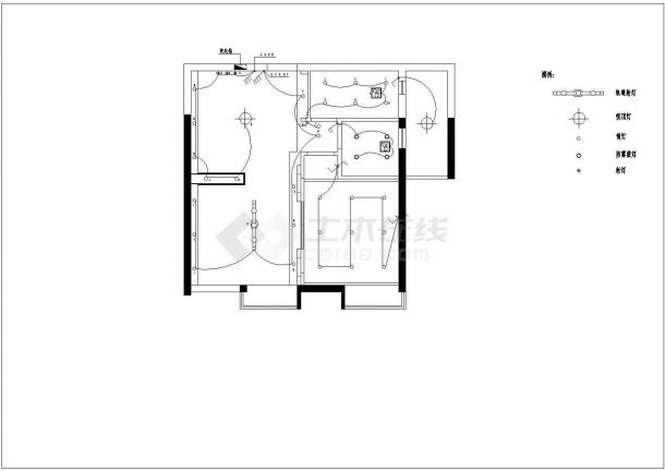一室一厅家装设计cad方案施工图-图二