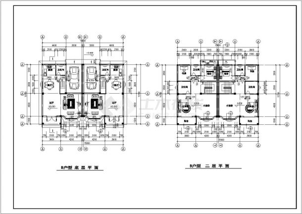 某地区二层小型别墅建筑CAD建筑设计图纸-图二