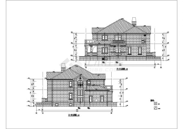 二层剪力墙结构商业综合别墅楼建筑施工图-图二