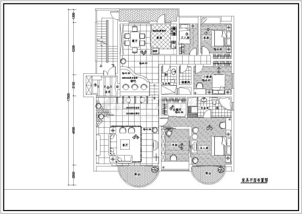 成都某住宅楼四居室室内装修cad施工设计图-图一