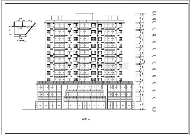 十二层砖混结构住宅楼建筑设计图纸-图一