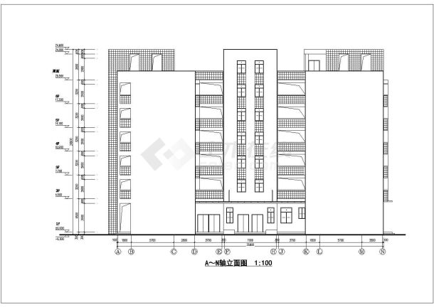 某地六层小型综合楼建筑设计方案图-图二