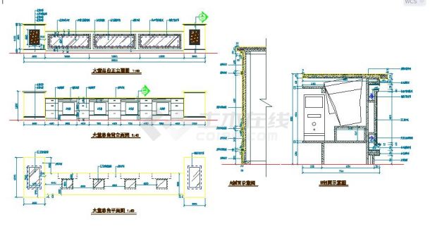 小型大堂服务总台建筑cad设计图纸-图一
