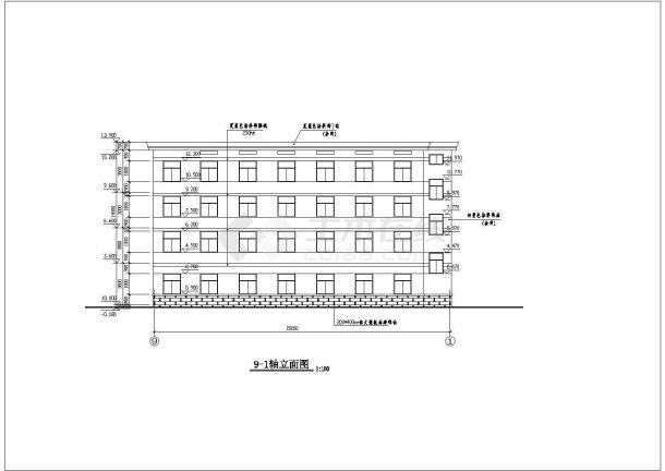 某四层框混结构学生宿舍楼建筑施工图纸-图二