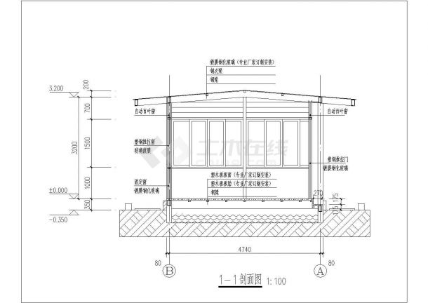 农庄室外阳光房建筑结构施工设计图纸-图一