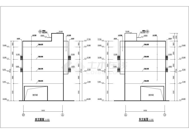 某地区汽车销售综合楼建筑施工设计图纸-图二