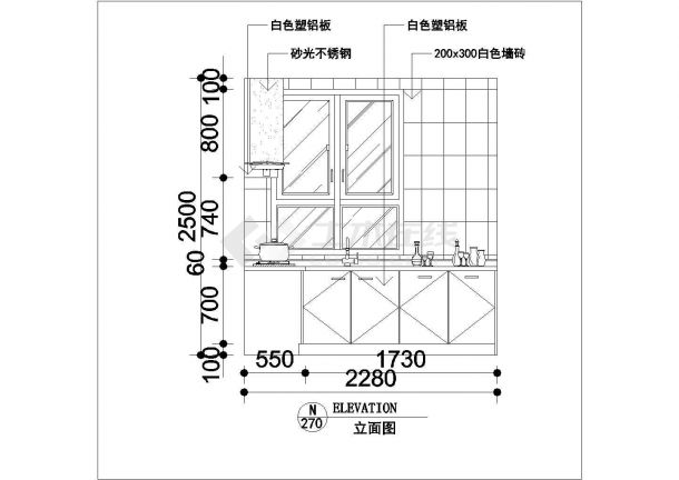 某经典厨房装修cad大样立面图纸-图二