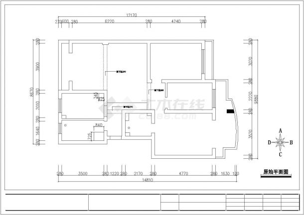 某地区三居住宅装修cad施工图纸-图一