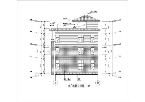 三层砌体结构私人别墅全套建筑施工图-图二
