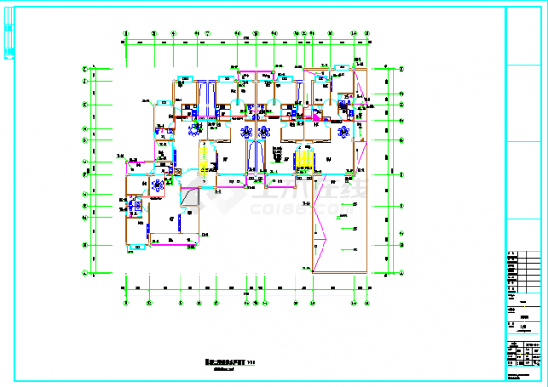 某国社村六层建筑给排水CAD施工设计图-图二