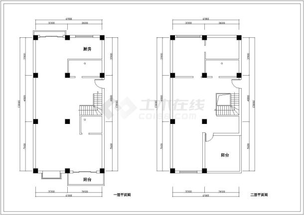 小型跃层住宅楼室内精装修cad施工图-图五