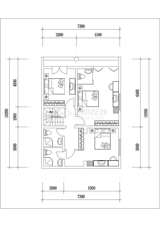 一居室内精装修cad施工设计图平面图-图二