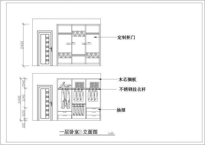 一套小户型室内家装设计cad施工方案图_图1