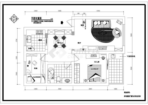 一套住宅室内装修详细cad大样施工图纸-图二